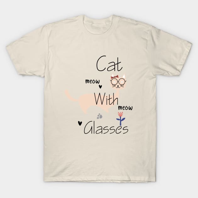 cat with glasses T-Shirt by PASSIONANDPASSION